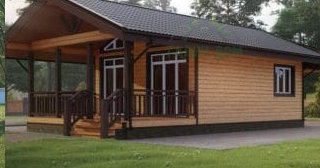 Проект одноэтажного дома из бруса с террасой - Строительство в Вязьме от Строй-Взь от 132340 руб.